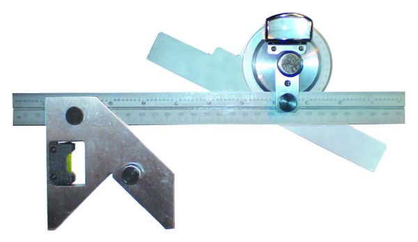 COMBINATION SQUARE SET WITH MAGNIFY GLASS 0-360°